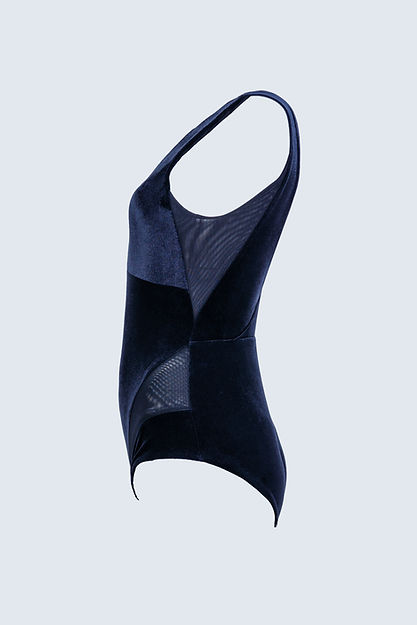 Rei Kuro Leotard | Black Velvet V-Neck Dance & Swim Leotard | ECONYL®