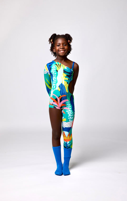 Grace - Kids Tropical Print Unitard