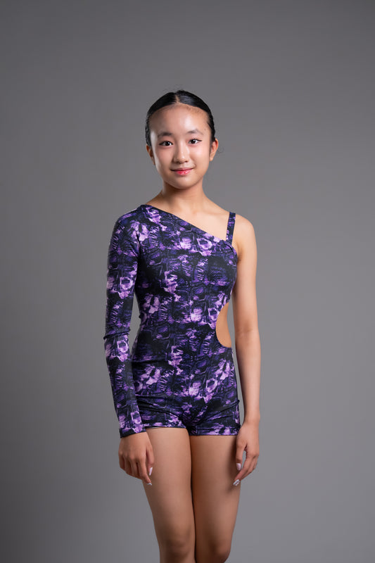 Violet - Snakeskin Print Biketard for Kids Dance & Acro