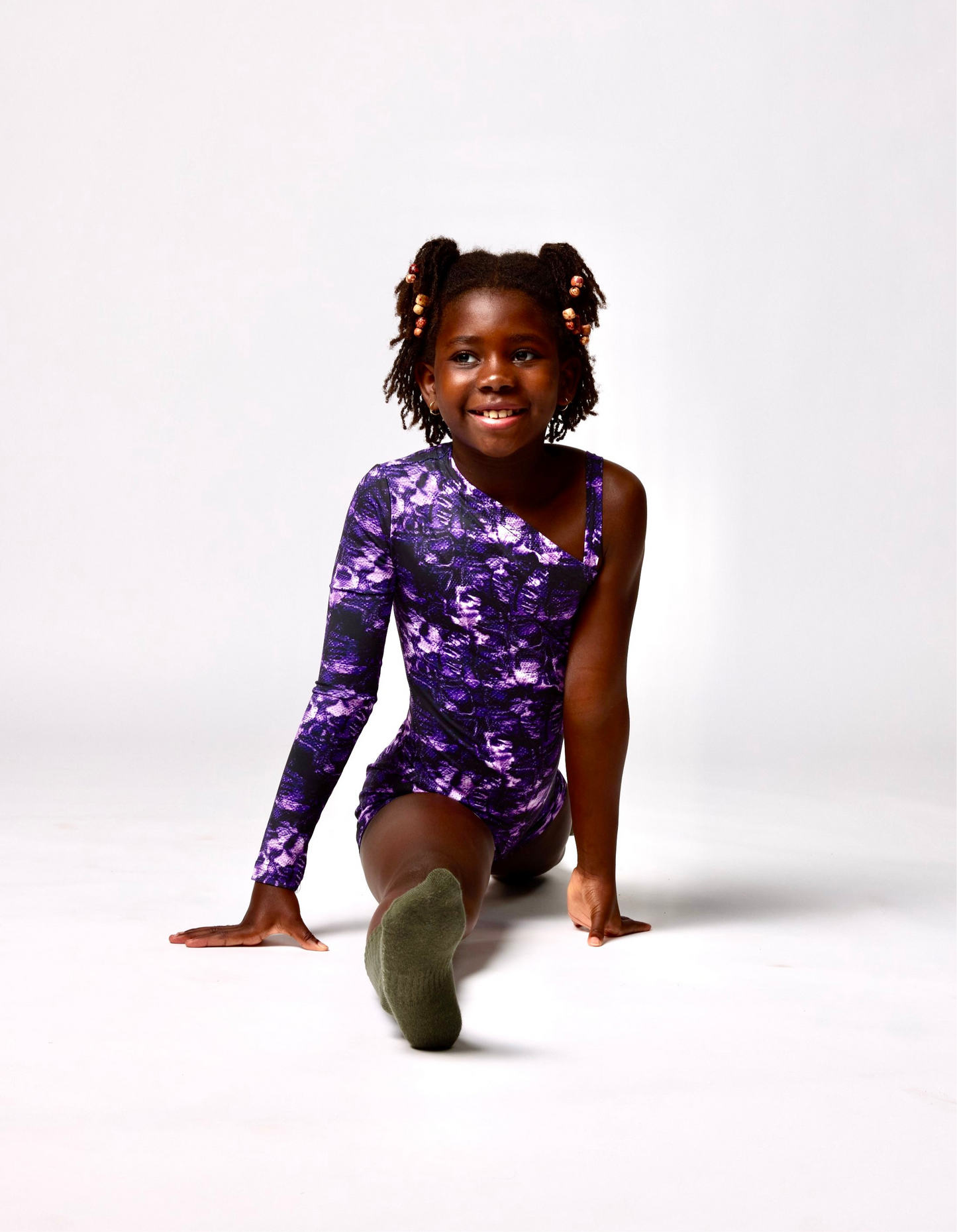 Violet - Kids Snakeskin Print Biketard