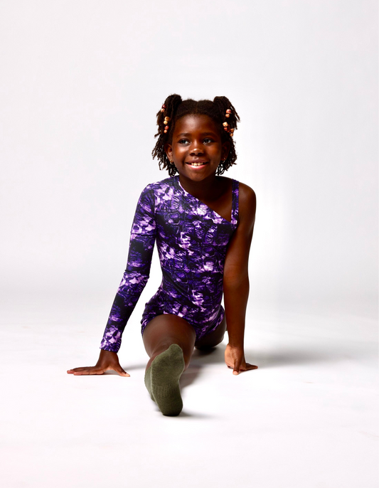 Violet - Kids Snakeskin Print Biketard