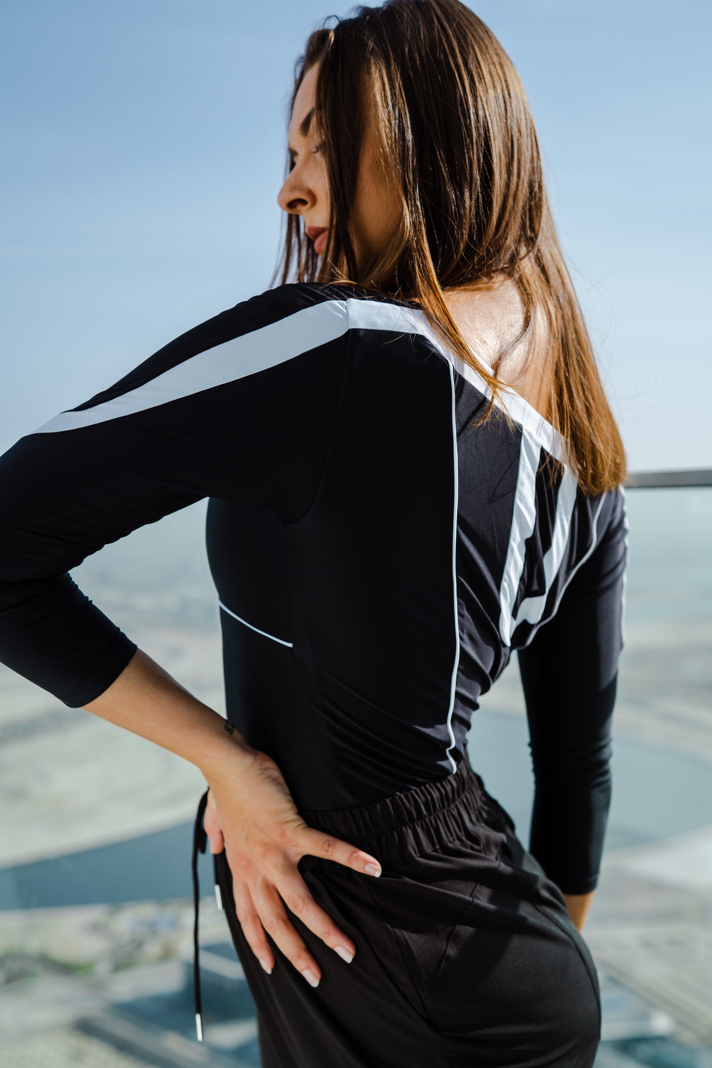 Noura Contour Leotard | 3/4 Sleeve Sculpting Dance & Swim Leotard | ECONYL®