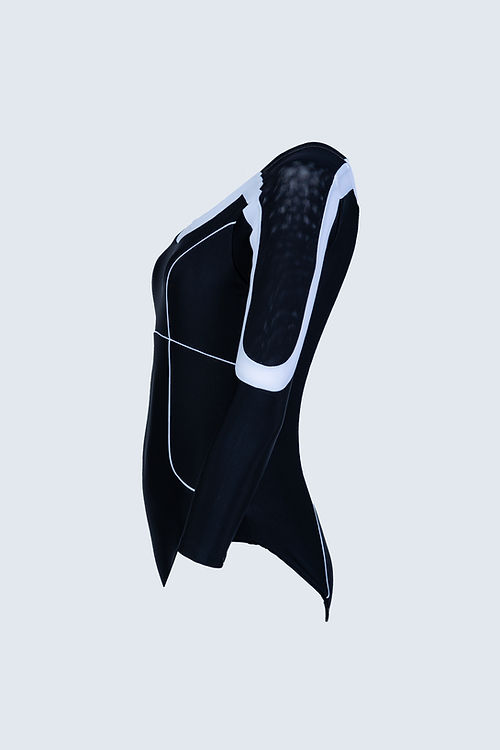 Noura Contour Leotard | 3/4 Sleeve Sculpting Dance & Swim Leotard | ECONYL®