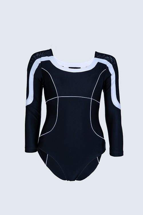 Noura Contour Leotard | 3/4 Sleeve Sculpting Dance & Swim Leotard | ECONYL®